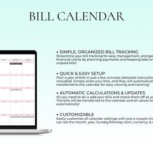 Fakturakalender Fakturaplanerare Utgiftsspårare Fakturaorganisatör Budgetkalkylblad Månadsfakturaspårare Finansiell planerare Google Sheets Excel bild 2