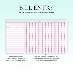 Fakturakalender Fakturaplanerare Utgiftsspårare Fakturaorganisatör Budgetkalkylblad Månadsfakturaspårare Finansiell planerare Google Sheets Excel bild 4