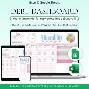Debt Payoff Tracker Debt Snowball Spreadsheet Google Sheets Debt Tracker Financial Planner Debt Payment Tracker Monthly Budget Spreadsheet