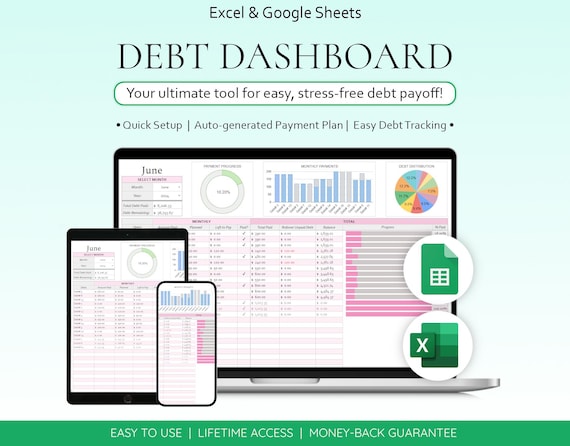 Debt Payoff Tracker Debt Snowball Spreadsheet Google Sheets Debt Tracker Financial Planner Debt Payment Tracker Monthly Budget Spreadsheet