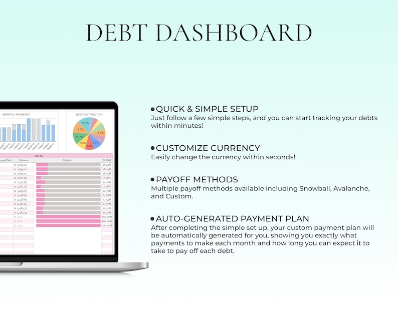 Debt Payoff Tracker Debt Snowball Spreadsheet Google Sheets Debt Tracker Financial Planner Debt Payment Tracker Monthly Budget Spreadsheet image 2