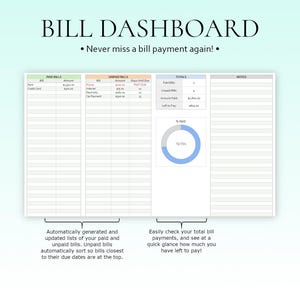 Fakturakalender Fakturaplanerare Utgiftsspårare Fakturaorganisatör Budgetkalkylblad Månadsfakturaspårare Finansiell planerare Google Sheets Excel bild 6