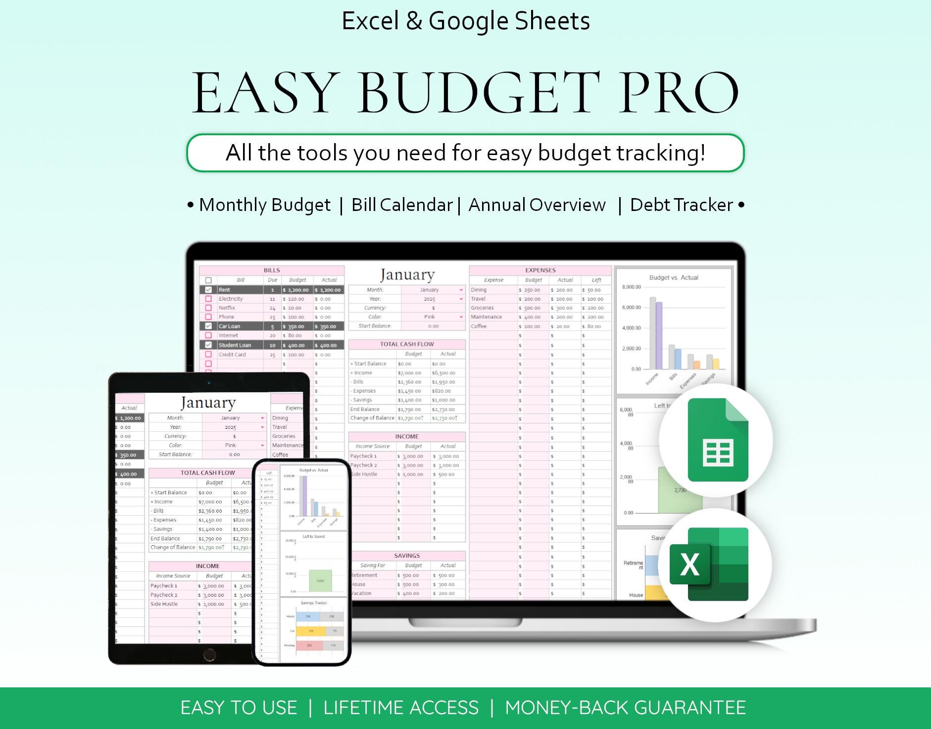 Personal Finance Spreadsheet Bundle Digital Budget Spreadsheet Template ...