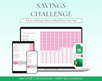 Desafío de ahorro de 100 días, Desafío de ahorro en efectivo, Juego de desafío de ahorro digital, Hoja de cálculo de seguimiento de fondos de amortización