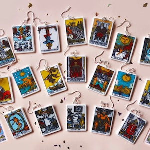 Tarot Card Earrings | Choose Your Pair | 925 Sterling Silver Hooks | Tarot Reading | Psychic | Jewellery | Novelty | The Sun | The Moon