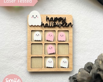 Ghost Tic Tac Toe SVG Laser Cut File: Kids Game,  (Digital Download), Glowforge ready
