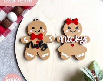 Personalized Gingerbread Name Tag SVG: Laser Cut Basket Tag (Digital Download