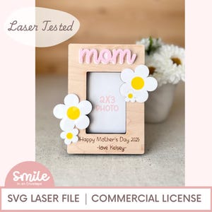 Cadre photo Marguerite 2 x 3 SVG I Magnet pour réfrigérateur SVG I Photo SVG I Cadeau pour la fête des mères I Magnet pour réfrigérateur I Cadre photo pour enfants I Personnaliserc I Glowforge