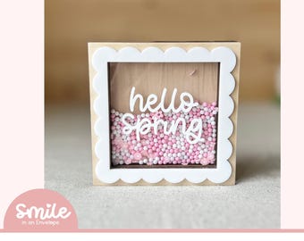 SVG Hello Spring Scallop Square shaker sign I Hello Spring SVG I Square SVG I Spring Sign I Square sign I Spring I Tiered tray Decor