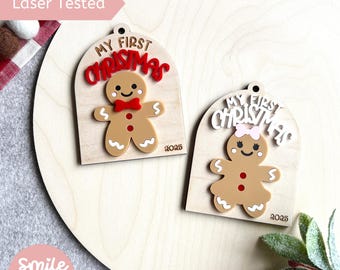 My 1st Christmas Gingerbread Tag SVG: Laser Cut Name Tag (Digital Download