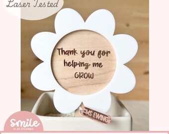 Teacher Thank You Plant Stick SVG: Helping Me Grow Tag, Laser Cut File