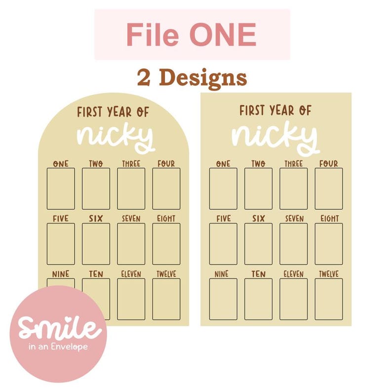 Laser Cut Baby Milestone Photo Board SVG Bundle: First Year Frame ...