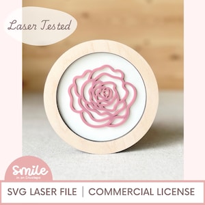 Roos rond bord SVG I Rose SVG I Glowforge SVG I lasergesneden bestand I hout acrylbestand I laserbestand I laserklaar I juni geboorte bloem I roos