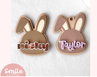 Etiqueta de coelho da Páscoa SVG I Etiqueta de coelho SVG I Etiqueta de cesta de Páscoa SVG I Personalizada I Etiqueta de cesta I Encanto de bolsa Bogg I Etiqueta de cesta de Páscoa I Etiqueta de nome