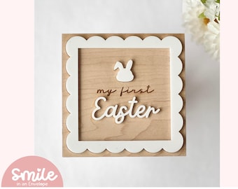 SVG My First Easter Double scallop square sign I My First Easter SVG I First Easter svg I Easter Decor I Baby photo prop I Easter Wood sign