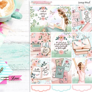 NEUES Format! Foiled/Non-Foil -Living Word - 6-seitiger Deluxe Wochenplaner Sticker Kit – Vertikaler Wochenplaner-Stil
