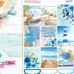 NEUES Format! Seaside - 6-Seiten Deluxe Weekly Planner Sticker Kit – Vertikaler Weekly Style