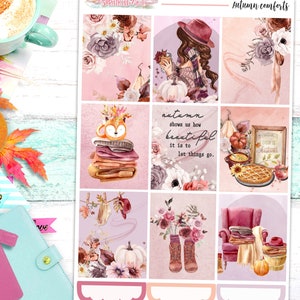 NEUES Format! Autumn Comforts - 6-Seiten Deluxe Weekly Planner Sticker Kit – Vertikaler Wochenplaner