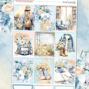NIEUW Formaat! Sweet Serenity - 6 pagina's Deluxe wekelijkse planner stickerkit - verticale wekelijkse stijl