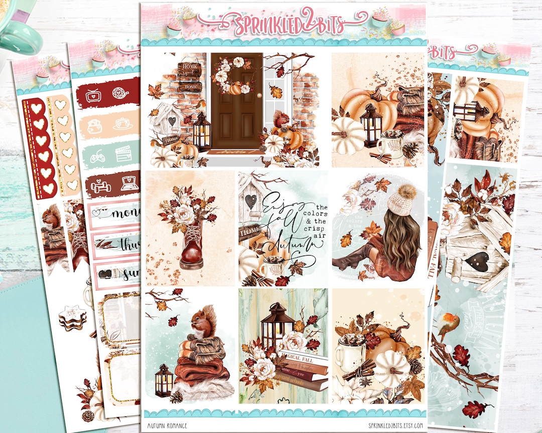 Autumn Romance - Weekly Planner Sticker Kit – Vertical Weekly Style - Etsy
