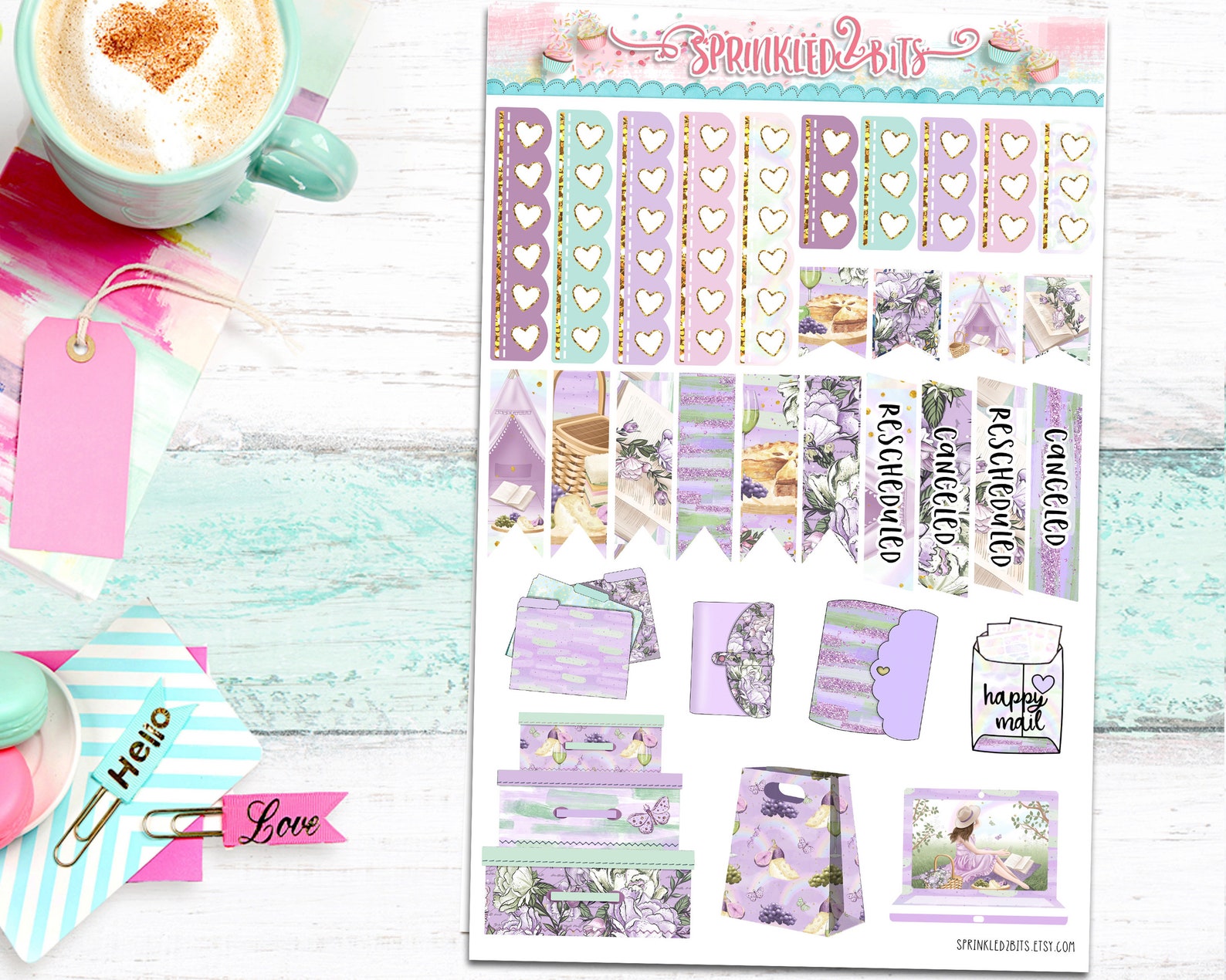 Picnic Time - 4 Page Mini Weekly Planner Sticker Kit – Vertical Weekly ...