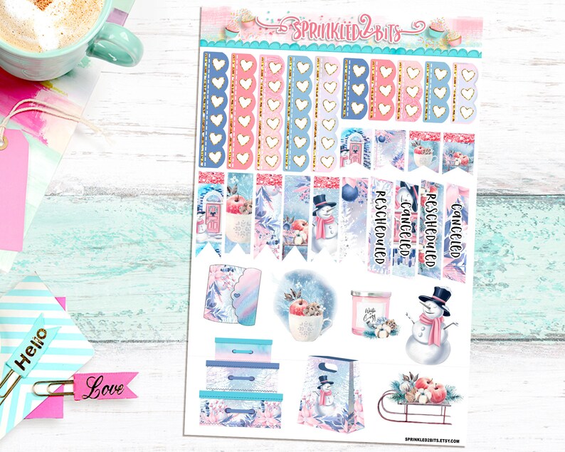 Snow Day 4 Page Mini Weekly Planner Sticker Kit Winter | Etsy