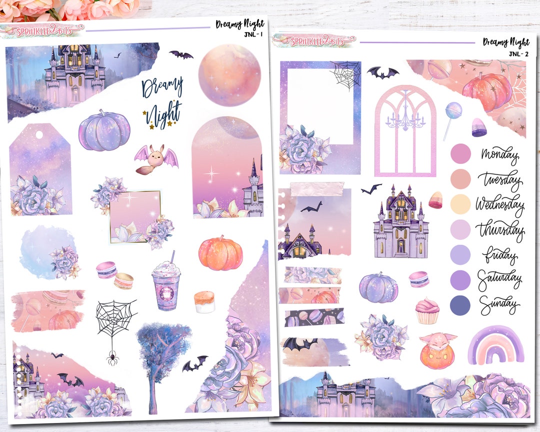 Sticker Layering Project Dreamy Night - Journaling-stickers/layering Sticker Kit-journal - Etsy