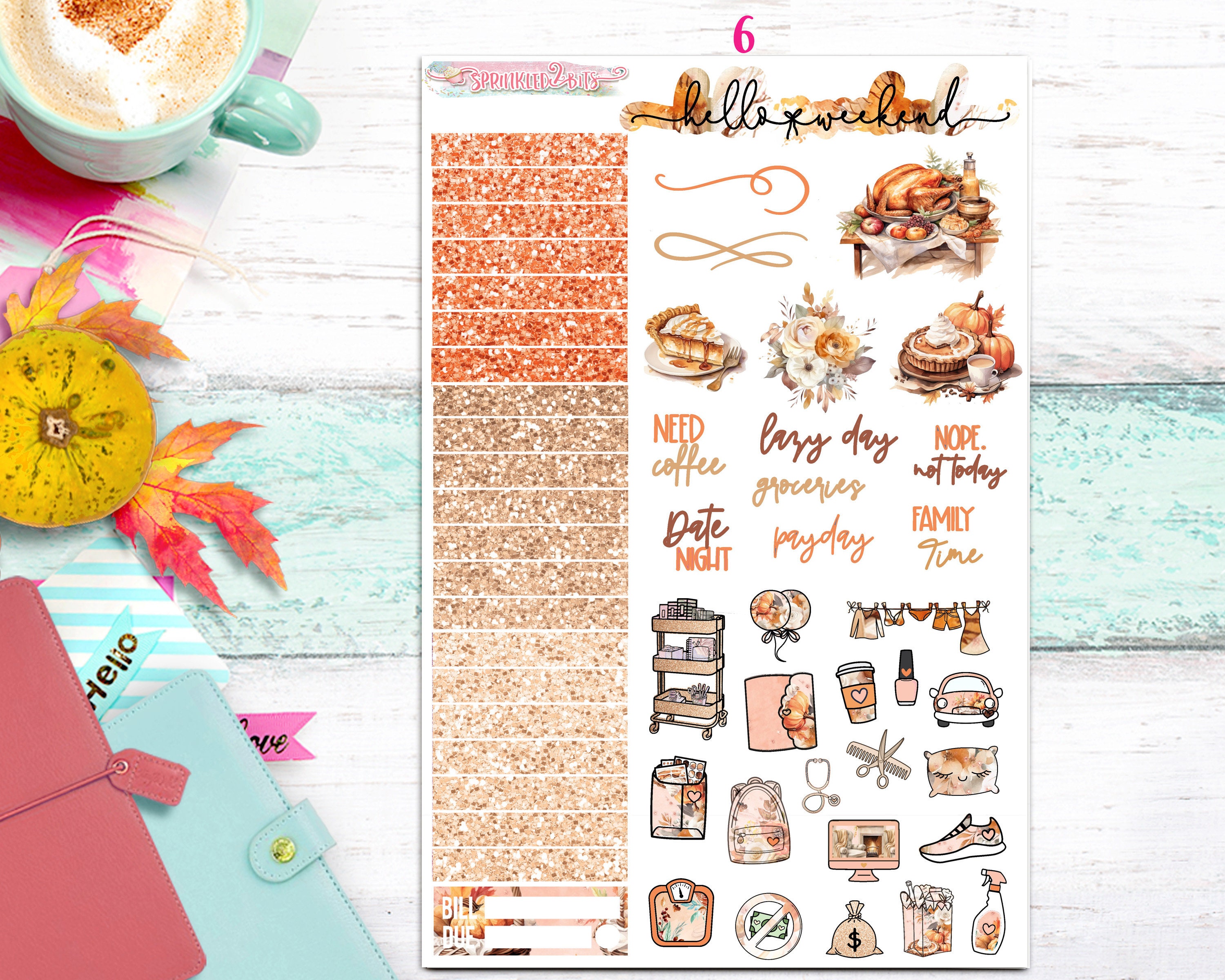 NEW Format! Thankful - 6-page Deluxe Weekly Planner Sticker Kit ...