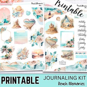 PRINTABLE -Beach Memories -Journaling Stickers for Journals and Planners