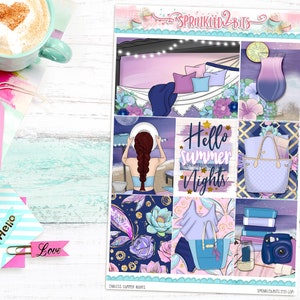 Endless Summer Nights - Full Sheet Add-on - Vertical Weekly Style, Pool/Summer/Beach