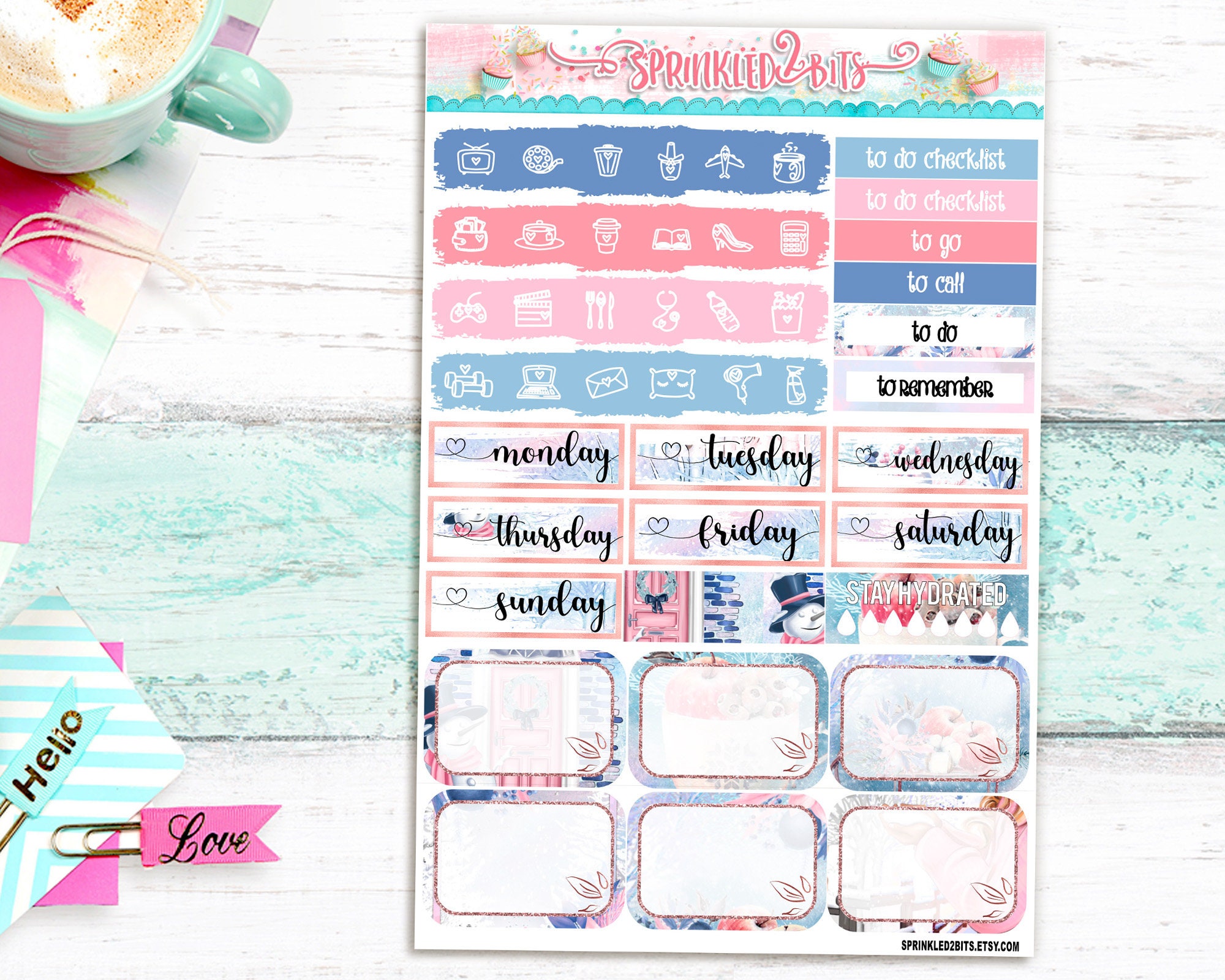 Snow Day - 4 Page Mini Weekly Planner Sticker Kit – Winter Vertical ...