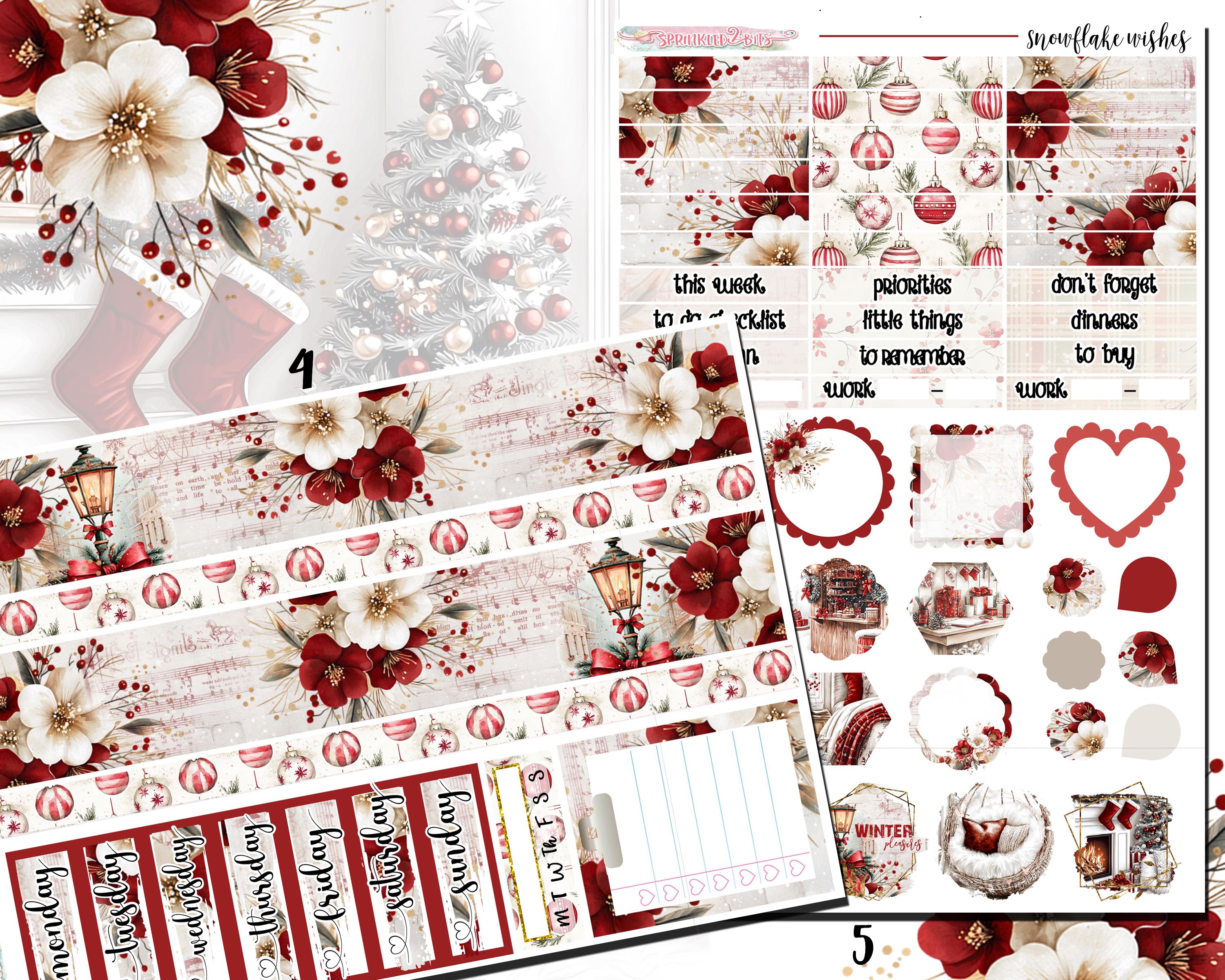 Snowflake Wishes- 6-page Deluxe Weekly Planner Sticker Kit – Vertical ...