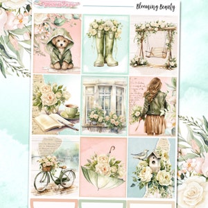 新しいフォーマット！Blooming Beauty - 6ページデラックスウィークリープランナーステッカーキット - 縦型ウィークリースタイル