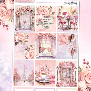 NEUES Format! Love in Bloom - 6-Seiten Deluxe Weekly Planner Sticker Kit – Vertikaler Wochenplaner