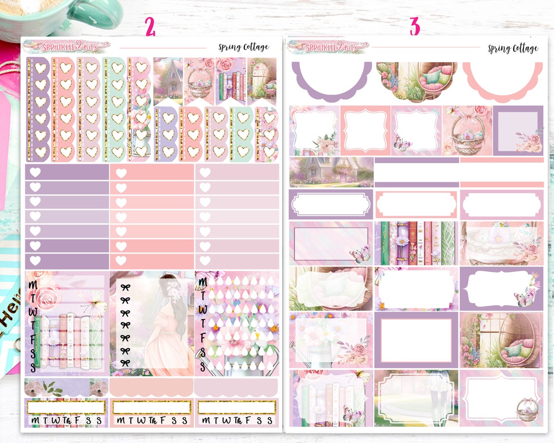NEW Format! Spring Cottage - 6-page Deluxe Weekly Planner Sticker Kit ...