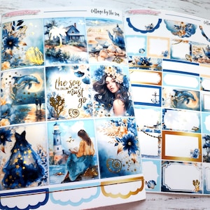 FOLIERT - Cottage by the Sea - NEUES Format! 6-seitiger Deluxe Wochenplaner Sticker Kit – Vertikaler Wochenplaner-Stil