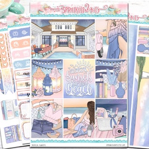 Tropical Sunsets -  4 Page Mini Weekly Planner Sticker Kit – Vertical Weekly Style