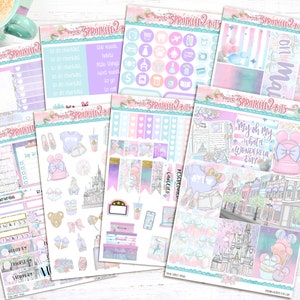 Main Street Magic - 8-stronicowy zestaw naklejek Deluxe Weekly Planner – dla Erin Condren Vertical and Happy Planner