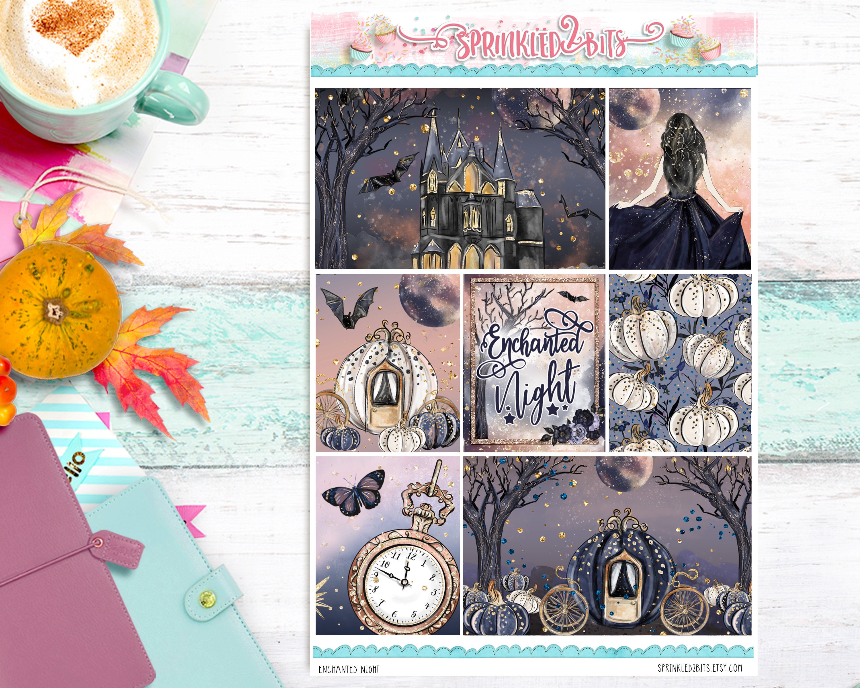 Enchanted Night - 8 page Deluxe Weekly Planner Sticker Kit – for Erin…