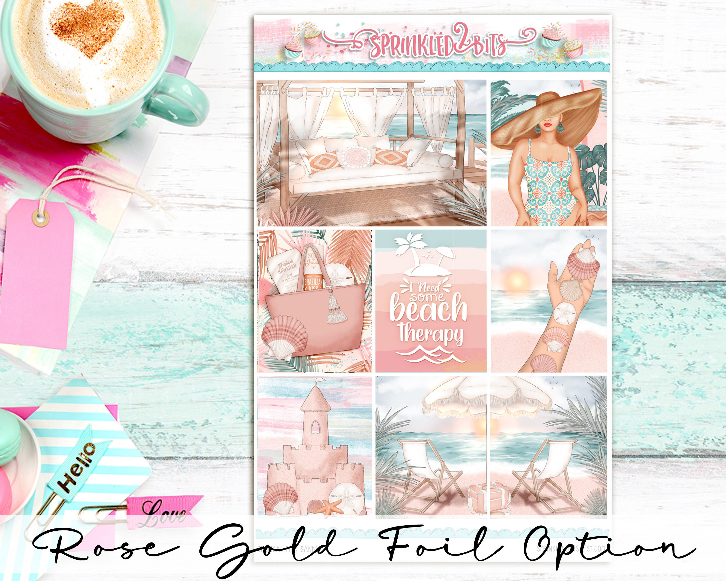 Tropical Pink Sands - 8 Page Deluxe Weekly Planner Sticker Kit – for ...