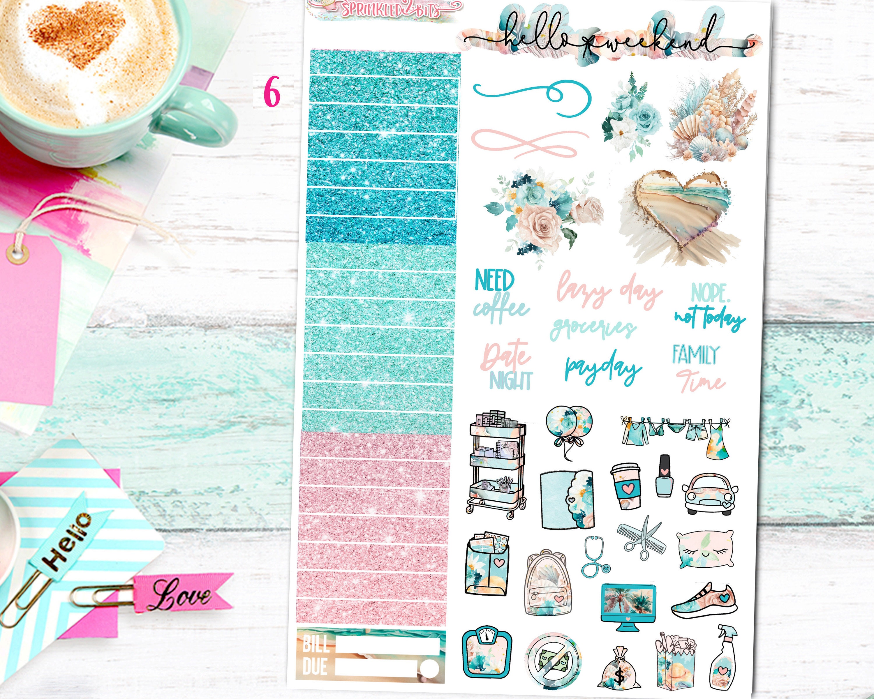 NEW Format! Beach Memories - 6-page Deluxe Weekly Planner Sticker Kit ...