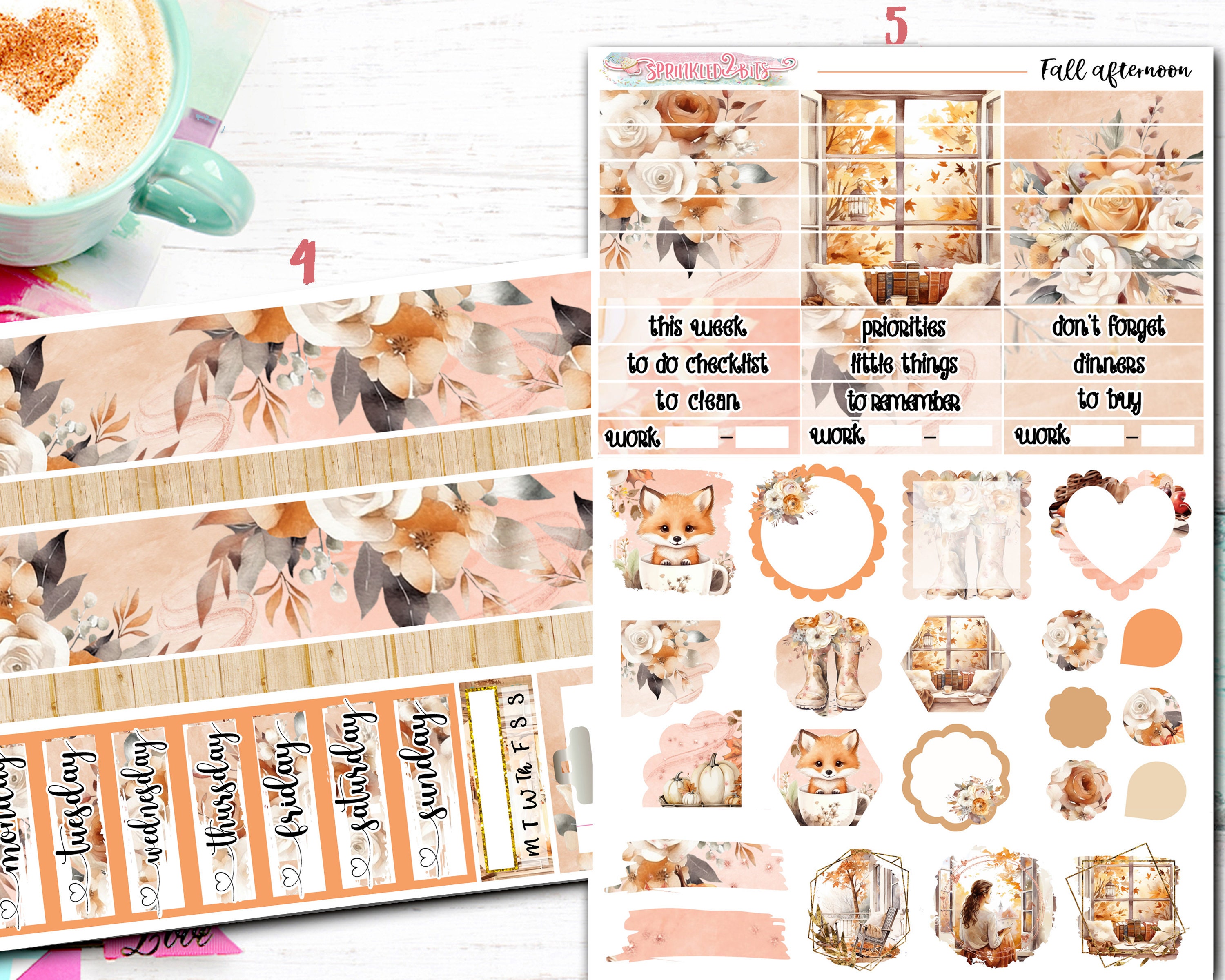 NEW Format! -fall Afternoons - 6 Page Delue Weekly Planner Sticker Kit ...