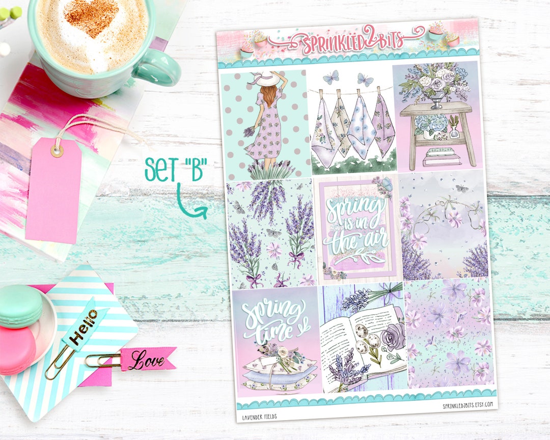 Lavender Fields - SET "b" - 8 Page Deluxe Weekly Planner Sticker Kit ...