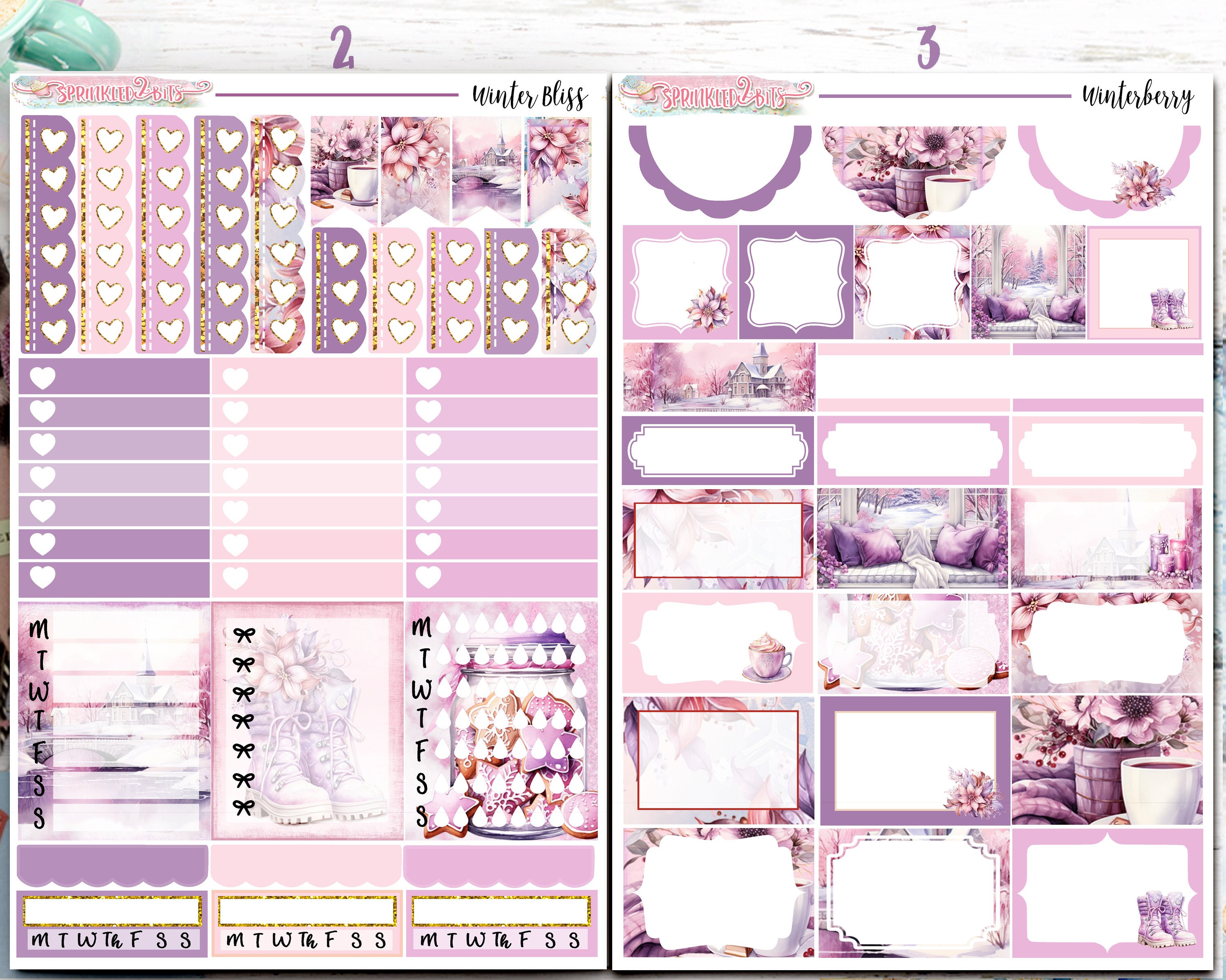 NEW Format! Winter Bliss- 6-page Deluxe Weekly Planner Sticker Kit ...