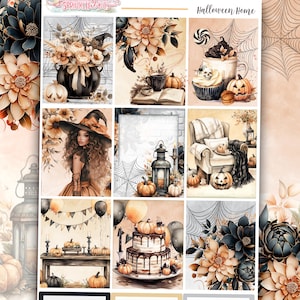 NOWY format! Halloween Home - 6-stronicowy zestaw naklejek Deluxe Weekly Planner – pionowy styl tygodniowy