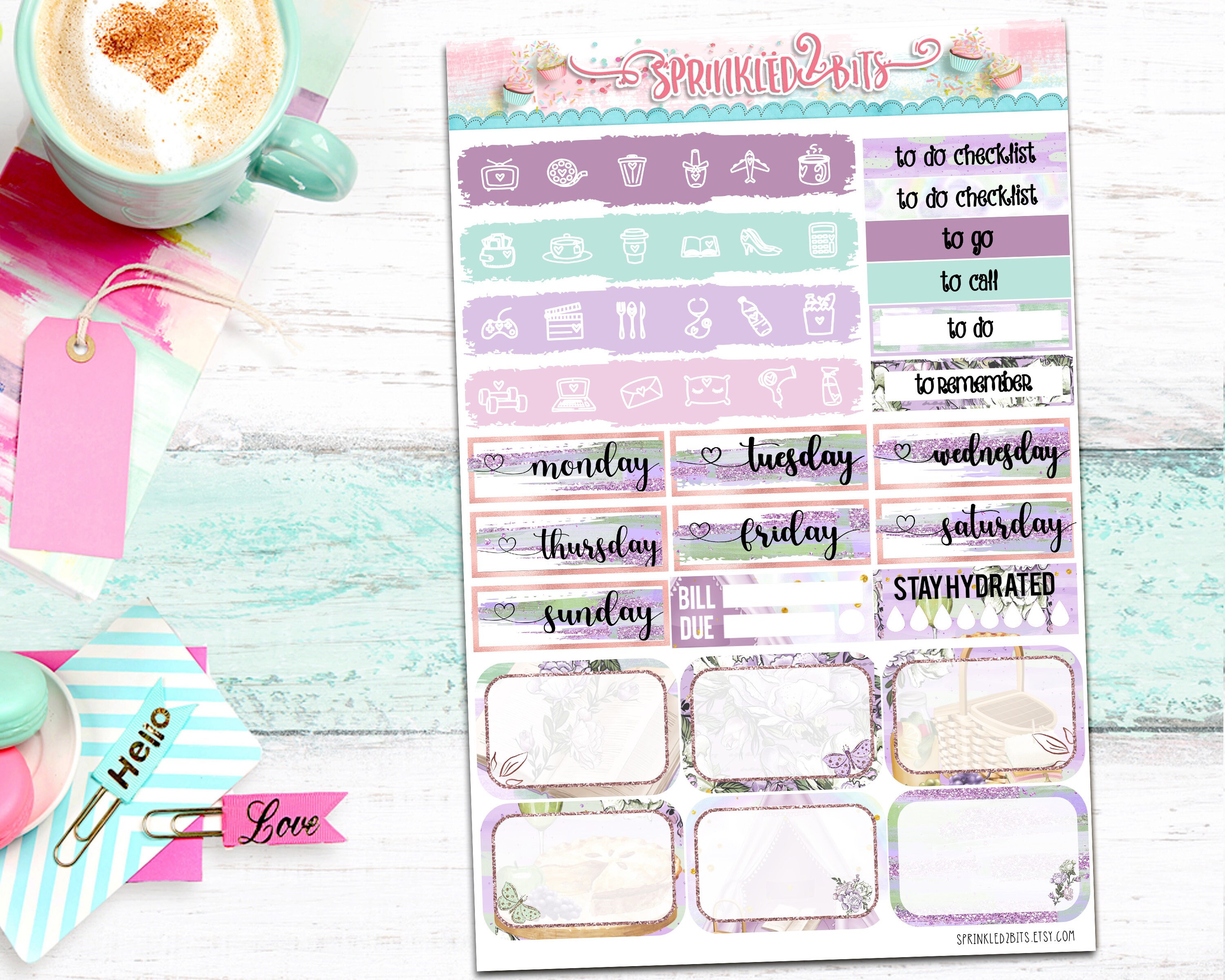 Picnic Time - 4 Page Mini Weekly Planner Sticker Kit – Vertical Weekly ...
