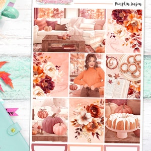 NEUES Format! Kürbis Saison - 6-Seiten Deluxe Weekly Planner Sticker Kit – Vertikaler Weekly Style