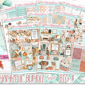 Dankbar & gesegnet - 10 Blatt ultimative Sticker Bundle - für vertikale Wekkly Kit Stil - Herbst