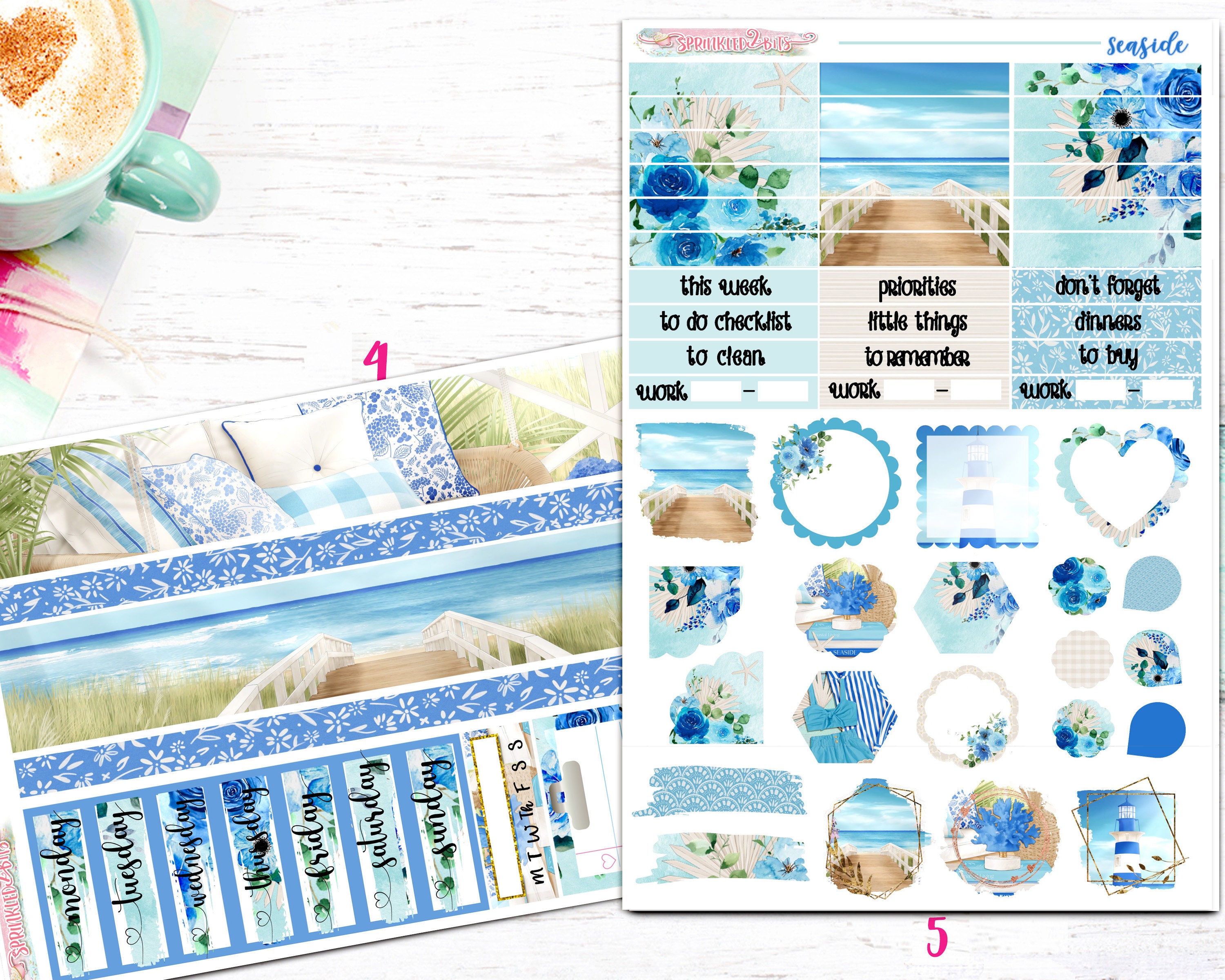 NEW Format! Seaside - 6-page Deluxe Weekly Planner Sticker Kit ...