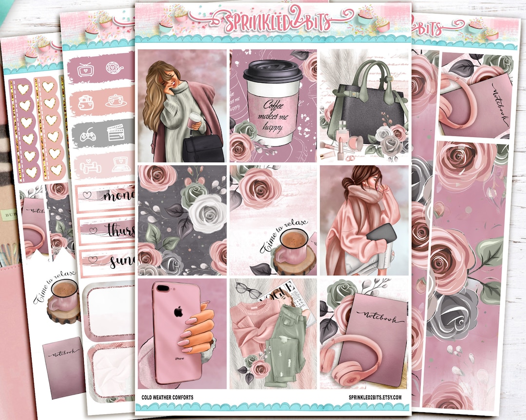 Cold Weather Comforts - 4 Page Mini Weekly Planner Sticker Kit – Winter ...